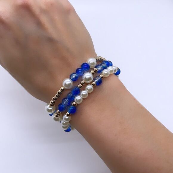 NWT Wool + Pepper Co. Glass Beaded Bracelet Stack - Picture 2 of 4